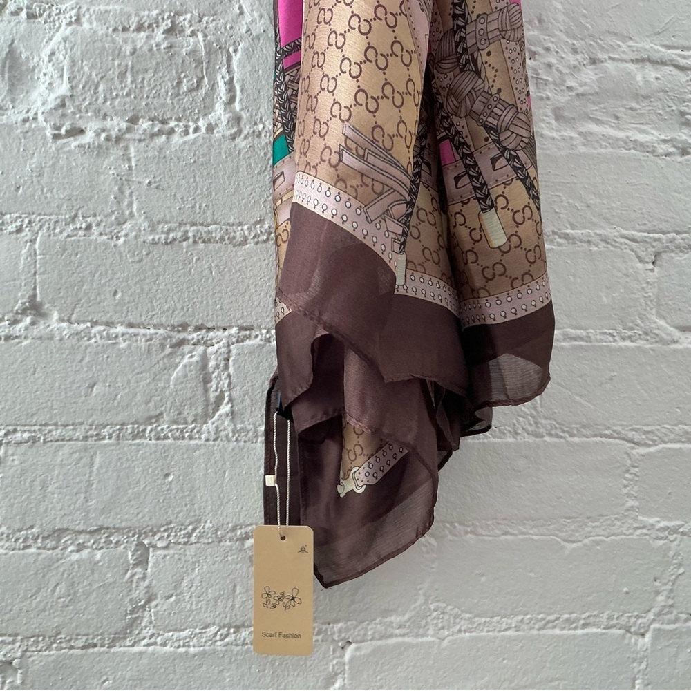 Luxurious Fashion Scarf Colorful Printed Vibrant Silky Long Scarf New - Picture 5 of 12